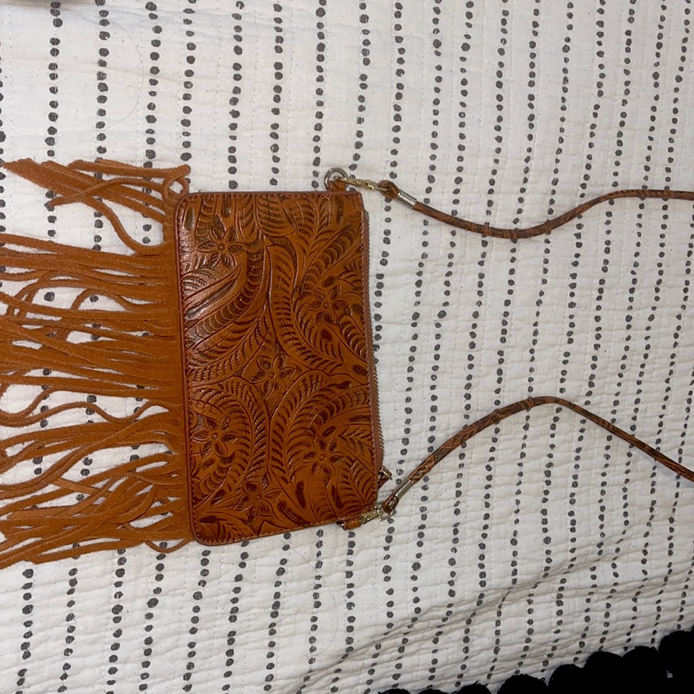 Tooled crossbody bag